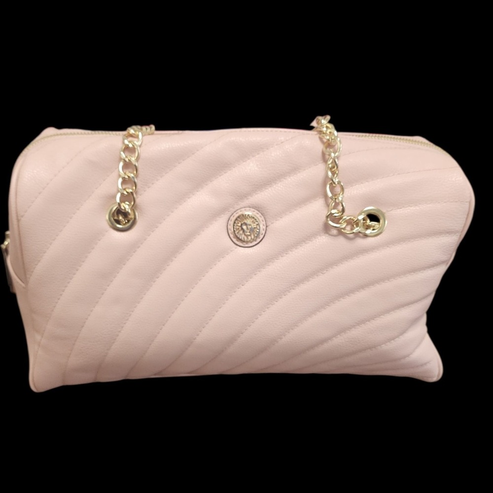 Anne Klein Quilted‎ Satchel Shoulder Bag Chain Strap Blush Pink Designer
